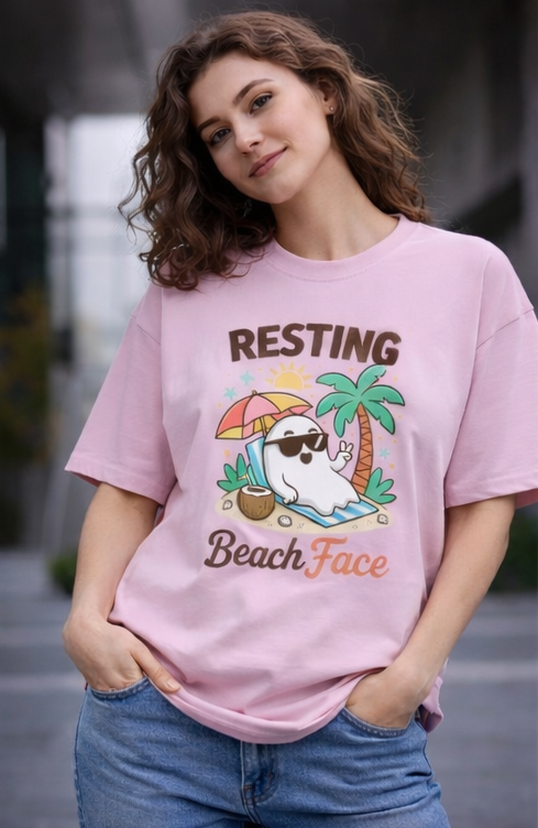 Resting Beach Face Unisex Oversized Tee