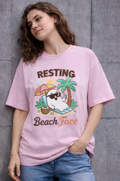 Resting Beach Face Unisex Oversized Tee