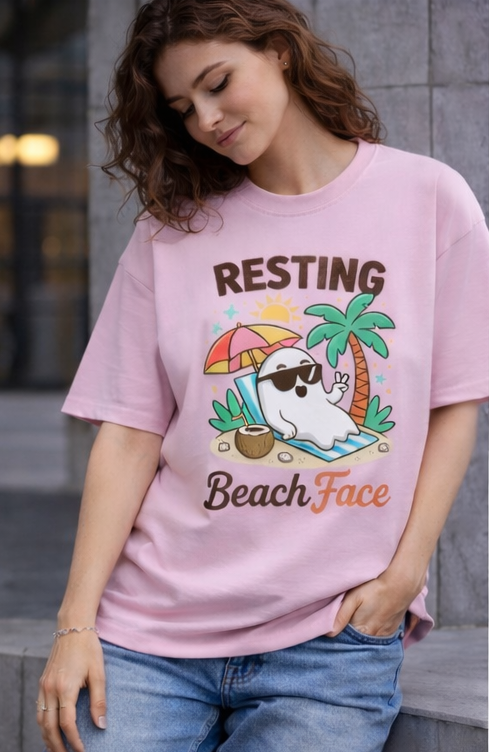Resting Beach Face Unisex Oversized Tee